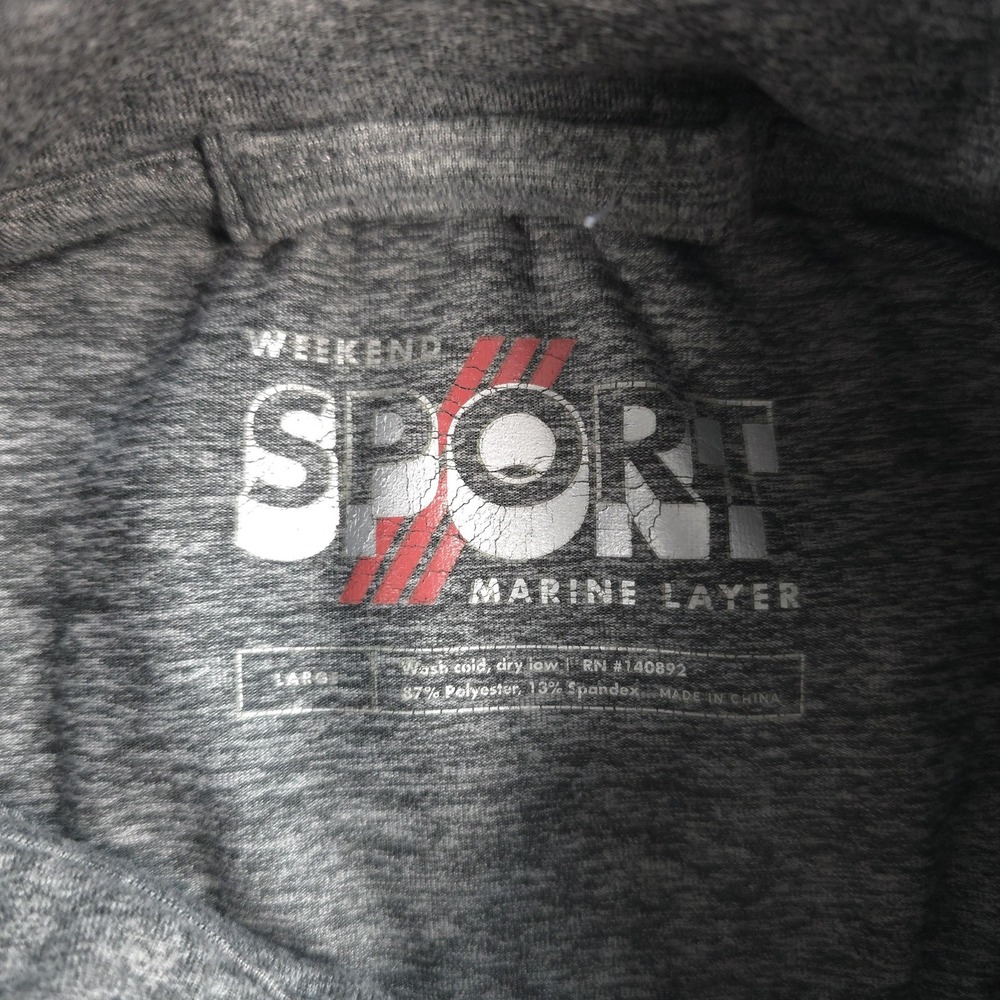 Marine Layer Shirt Mens Large Gray Weekend Sport 1/4 Zip Performance Pullover - Picture 2 of 8